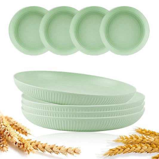 8-Piece Wheat Straw Dinner Plate Set