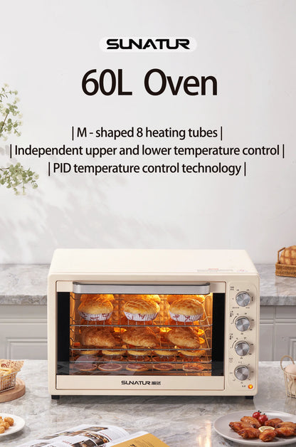 SUNATUR 2200w hot air circulation oven small commercial baking pizza toaster oven  60L Electric table oven household pastry oven