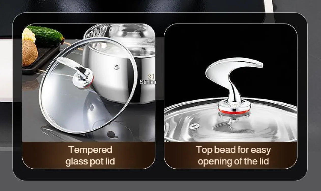 Stainless Steel Small Soup Pot Instant Noodle Cooking Pot for Induction Cooker Baby Foods Pot with Handle Kitchen Baking Tools