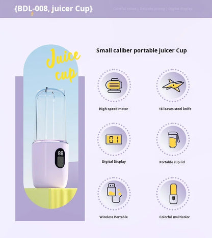 500ML Portable Blender with Lid Rechargeable Wireless Orange Juicer 16 Stainless Blades USB Smoothie Vegetables Fruits Mixer