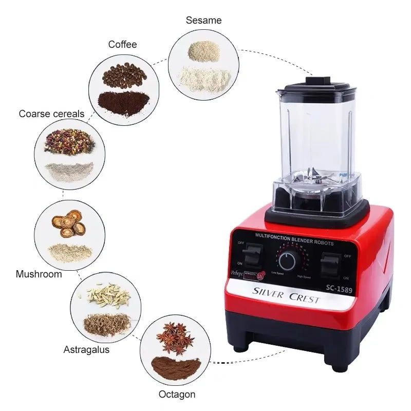 4500W Heavy Duty Commercial Home Blender Stationary Mixer Food Processor Ice Smoothies for Kitchen High Power Juicer Blender