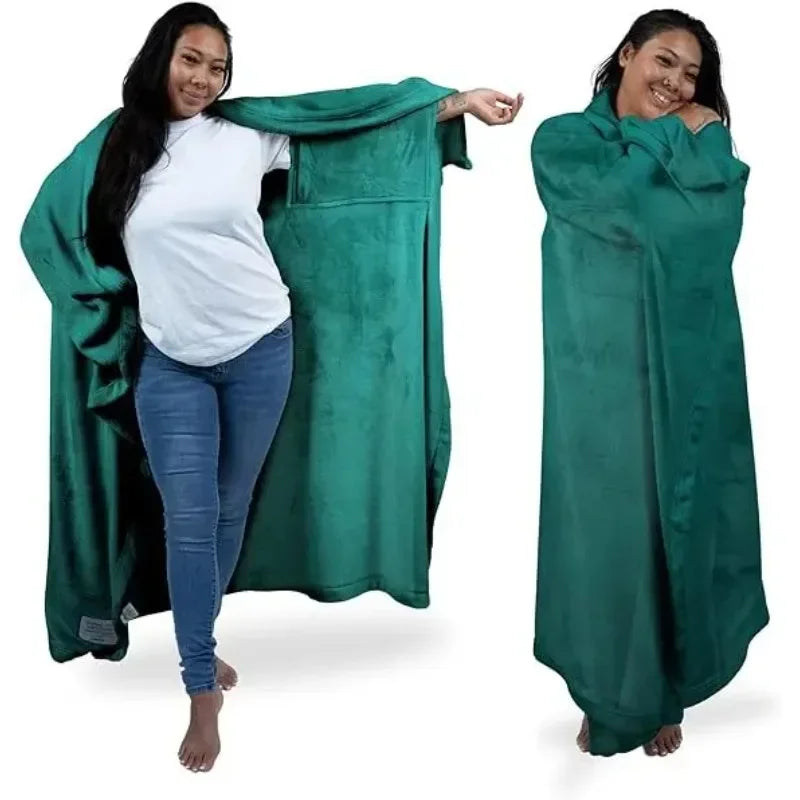 Wearable Blanket for Men and Women Throw Blanket and Poncho in One Fleece Blanket Air Conditioning Blanket Spring Throw Blanket