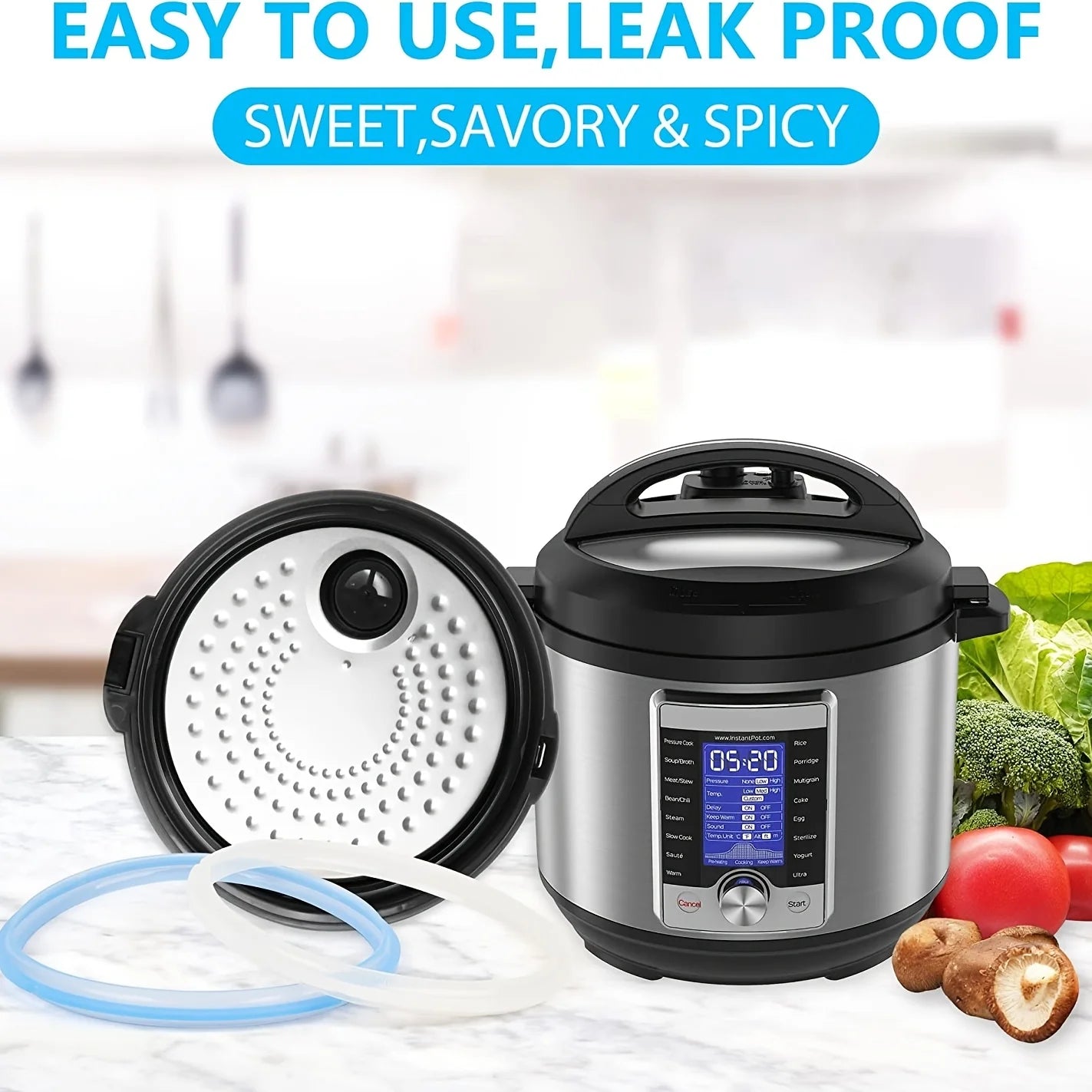 1 piece of food grade silicone sealing ring for instant pot - alternative rubber sealing ring for 3, 5, 6, and 8 quart pots