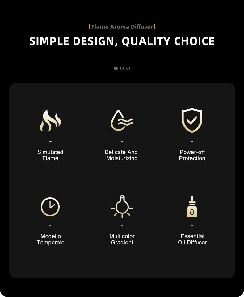 Modern Essential Oil Diffuser with Ultrasonic Mist & Candle-Light Glow