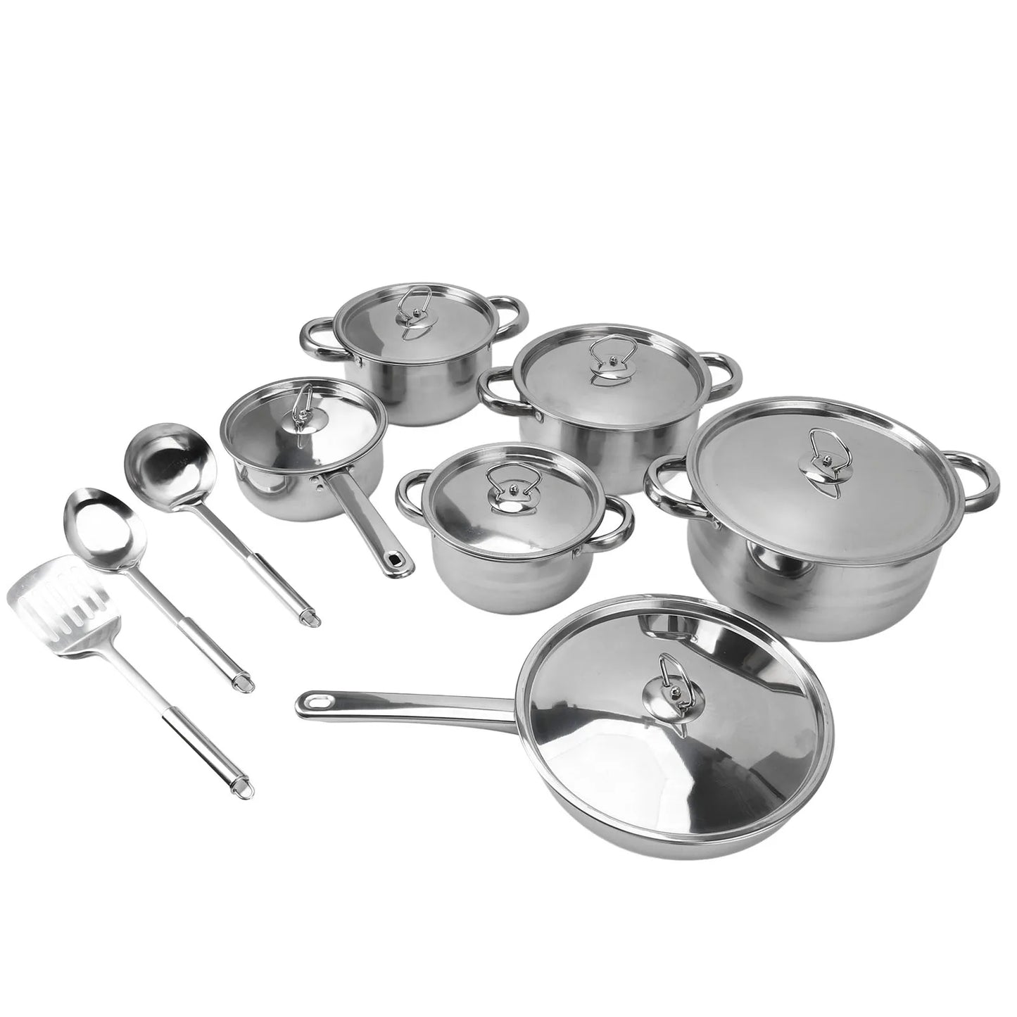 Stainless Steel Cookware Set Kitchen Cookware Set Stainless Steel Pots Pans Set with Soup Pot Saute Pan Lids for Home Cooking