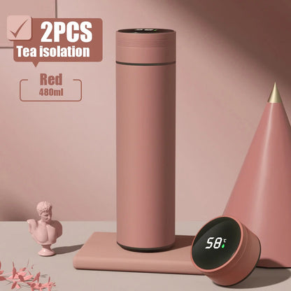 480ml Smart Thermos Cup 304 Stainless Steel Smart Temperature Display Waterproof Double-wall Vacuum Thermos Cup