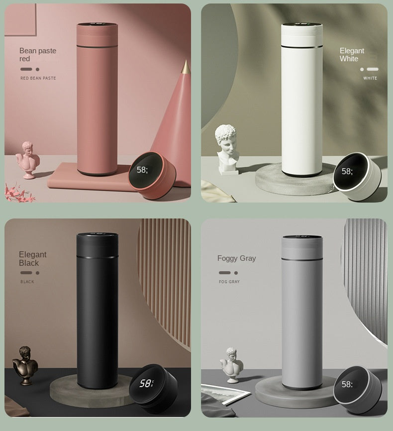 480ml Smart Thermos Cup 304 Stainless Steel Smart Temperature Display Waterproof Double-wall Vacuum Thermos Cup