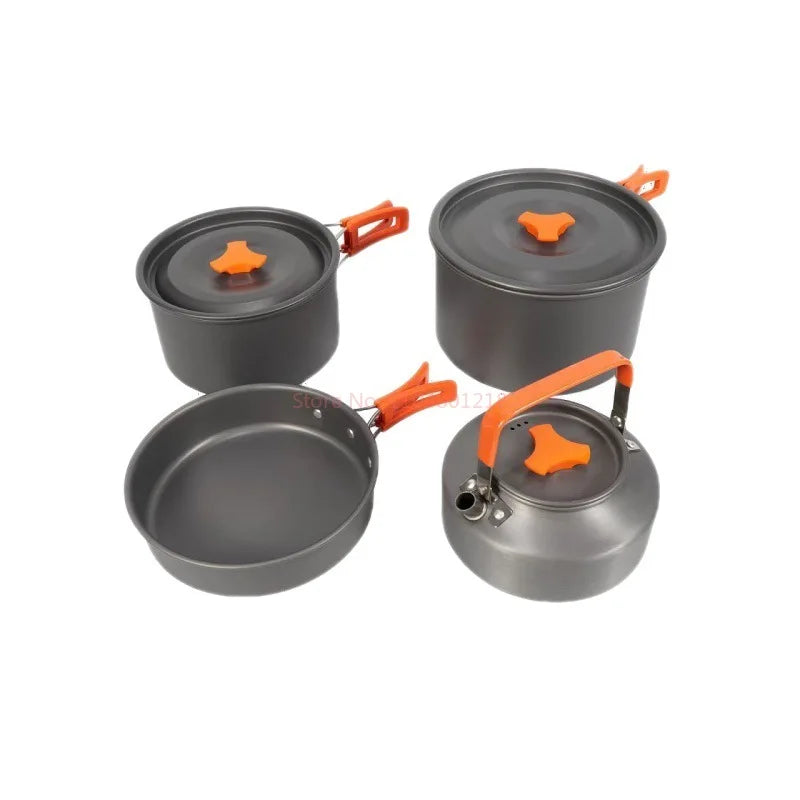 Foldable Outdoor Camping Cooking Utensils Set Pot Stove Fry Pan Saucepan Stove Storage Bag Adapter Accessories