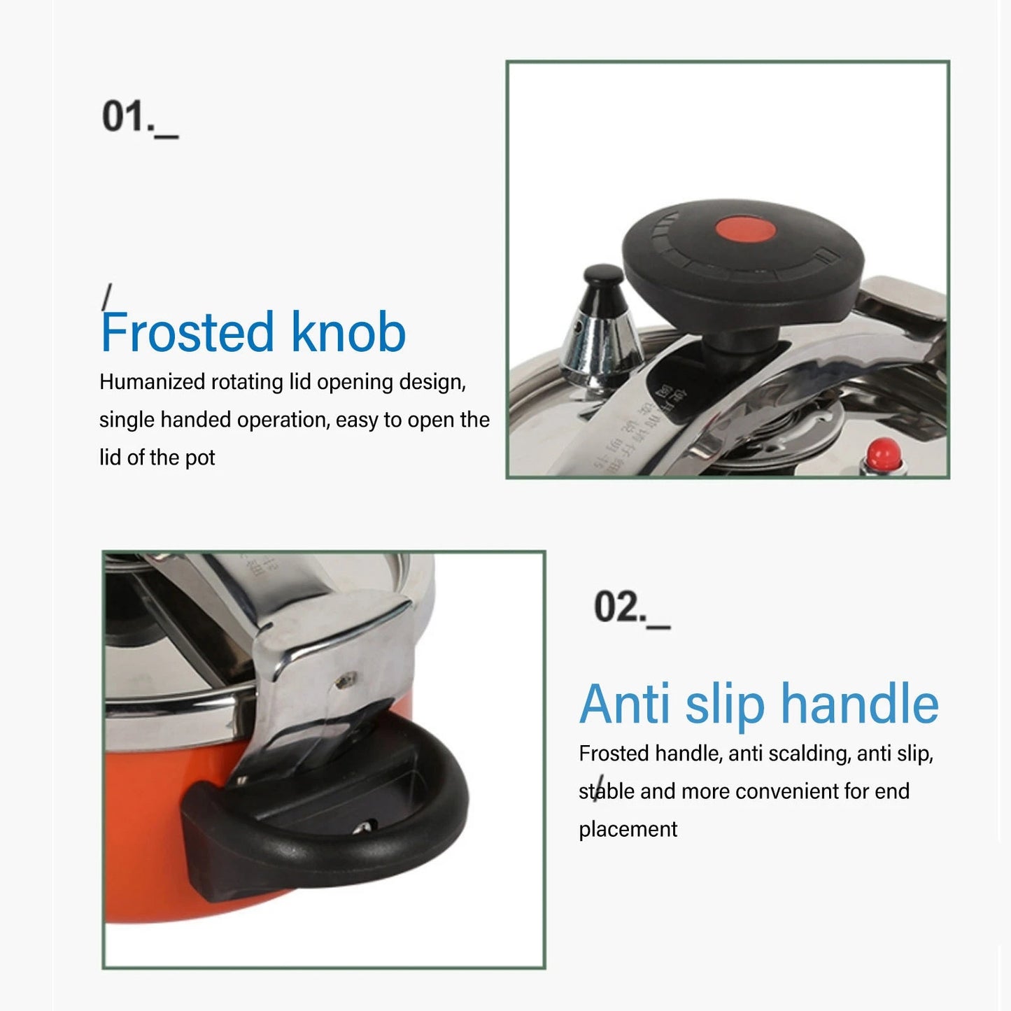 TOPINCN 2L Stainless Steel Pressure Cooker – Mini Pressure Pot for Gas & Induction