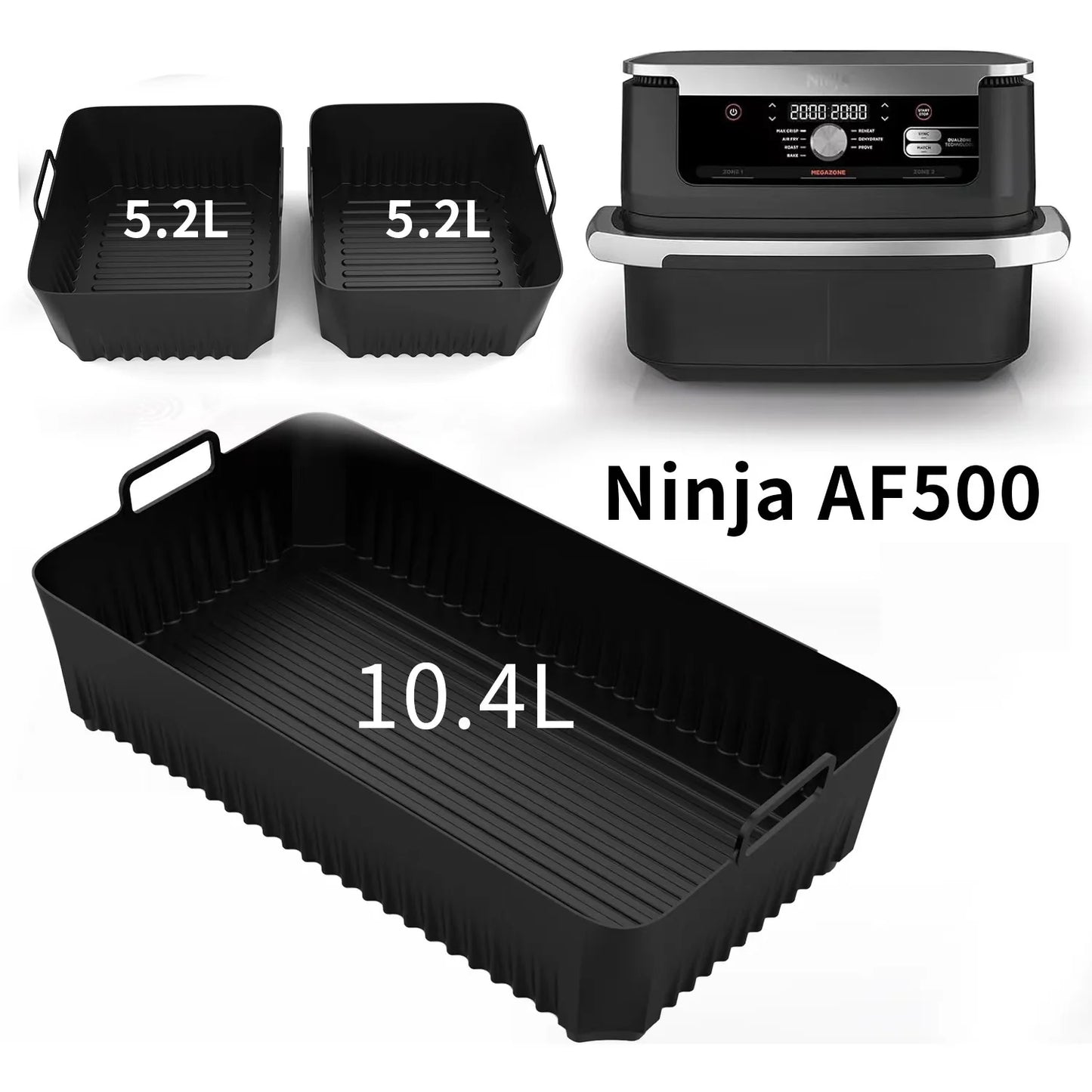 Hot Rectangle Air Fryer Silicone Liners for Ninja DZ071/AF500UK Air Fryer Basket Replacement Dishwasher Safe Air Fryer Liners