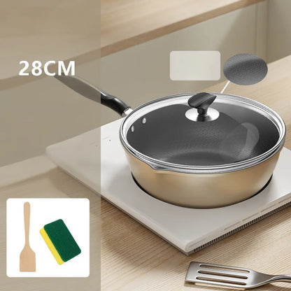 【Non-Stick Frying Pan】Honeycomb Pattern Nonstick Wok - Multi-Functional Fry Pan for All Stoves, Scratch-Resistant Coating