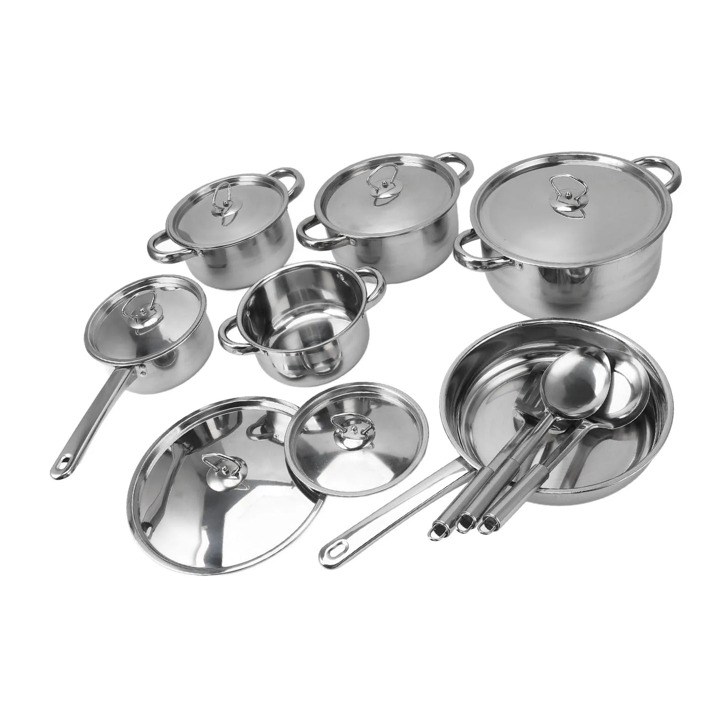Stainless Steel Cookware Set Kitchen Cookware Set Stainless Steel Pots Pans Set with Soup Pot Saute Pan Lids for Home Cooking