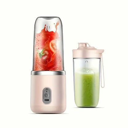 1pc USB Rechargeable Portable Blender - Dual-Cup ,Compact & Durable, Includes Carry Strap, Ideal for Smoothies and Breakfast