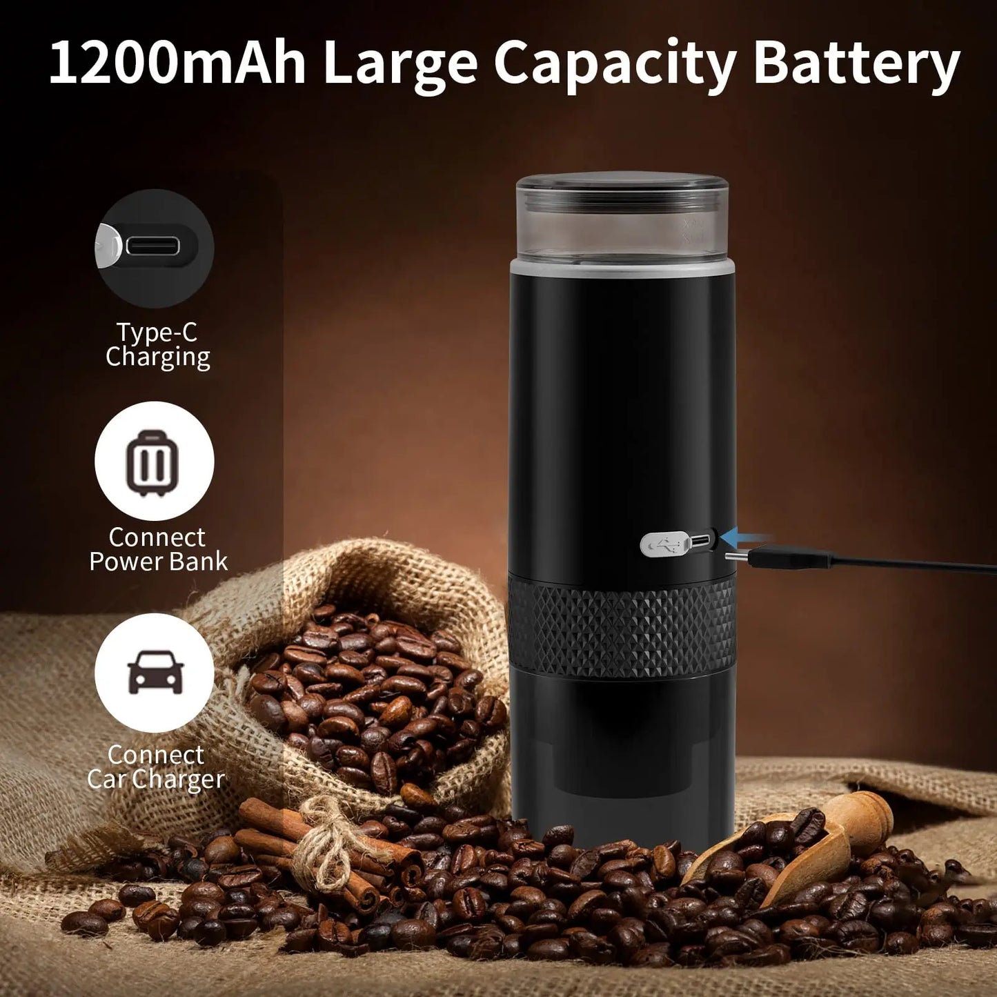 New Portable Wireless Coffee Maker Automatic Electric Capsule Ground Coffee Brewer Machine Fit Coffee Powder and Coffee Capsule
