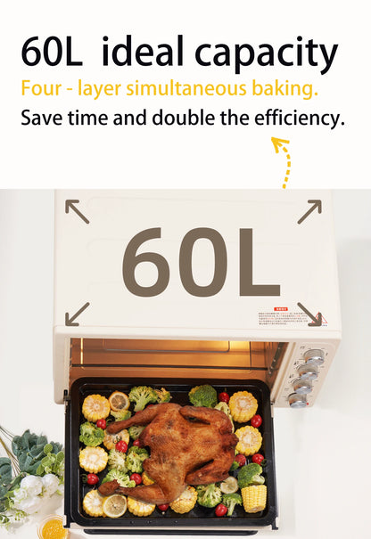 SUNATUR 2200w hot air circulation oven small commercial baking pizza toaster oven  60L Electric table oven household pastry oven