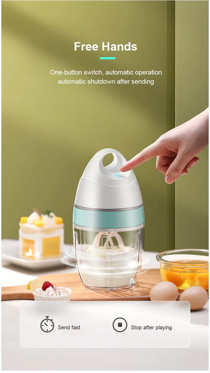 Electric Milk Frother Whisk USB Rechargeable Household Automatic Wireless Stand Mixer for Whipped Cream Food Blender