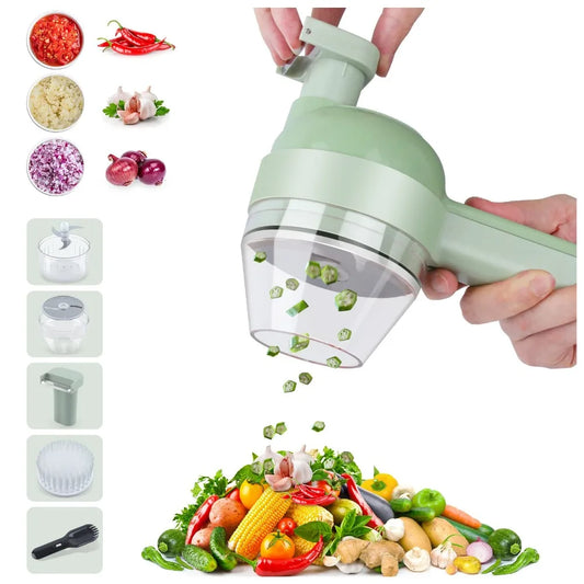4-in-1 Electric Vegetable Cutter | Wireless Food Processor & Auto Slicer