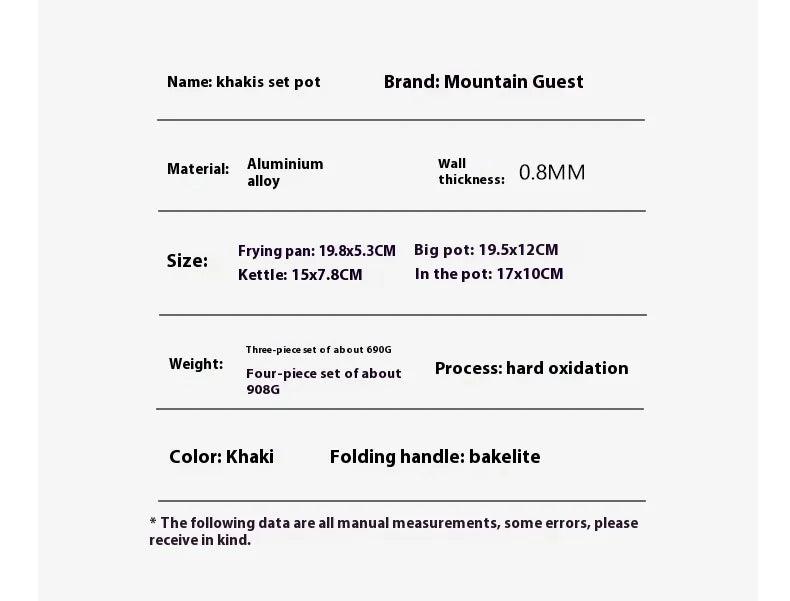 Mountainhiker New Set of Pots, Kettles, Outdoor Pots and Pans, Stoves, Camping Equipment, Cookware, Cookers, Cookers, Pots, Pots