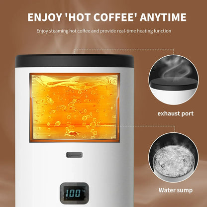 3-in-1 Portable Electric Coffee Maker with Built-In Grinder & Cordless Heating