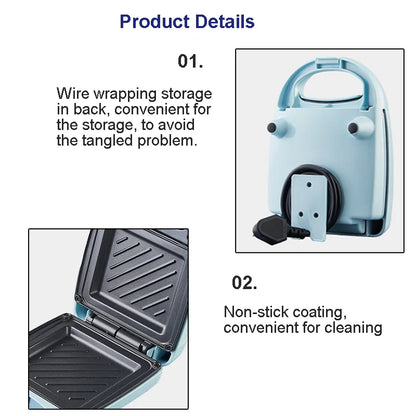 Multifunction Sandwich Maker Fast Heating Toaster Home Breakfast Making Machine Kitchen Electric Baking Pan Roast Meat Omelette