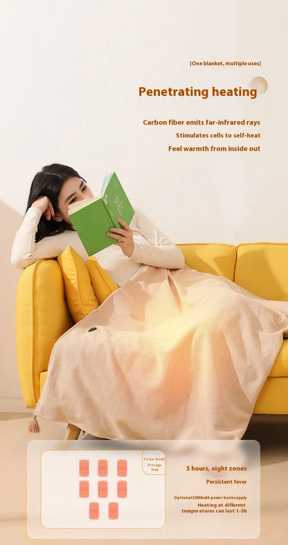 USB Electric Blanket Electric Heated Blanket Heating Usb Powered Heating Shawl Wraps for Women Wearable Heated Throw Blanket