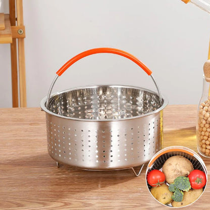 2-8L Stainless Steel Steamer Basket Instant Pot Accessories Instant Cooker with Silicone Covered Handle Draining Steam Basket