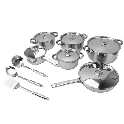Stainless Steel Cookware Set Kitchen Cookware Set Stainless Steel Pots Pans Set with Soup Pot Saute Pan Lids for Home Cooking