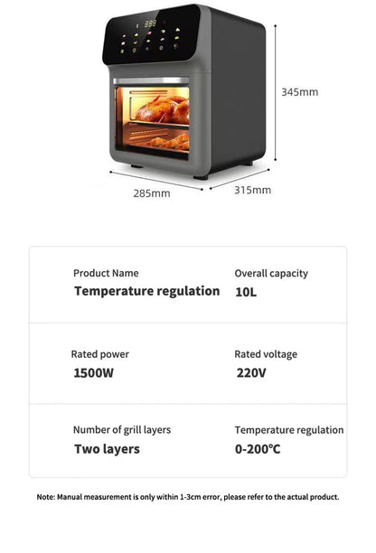 10L Large Capacity Electric Air Fryers Oil-free Automatic Household Kitchen Oven Deep Fryer