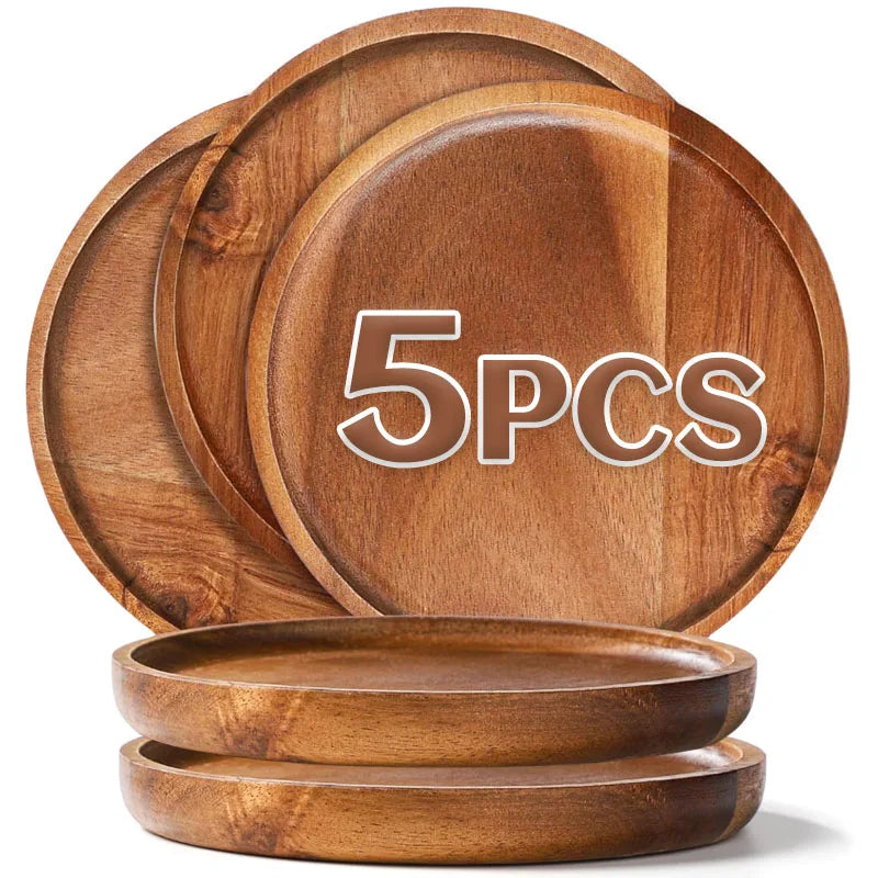 Classic Wooden Dinner Plates | 5.9-Inch Handcrafted Round Plates