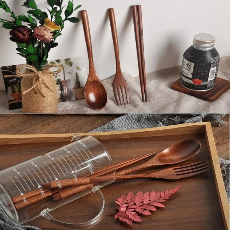 Portable Wooden Cutlery Set