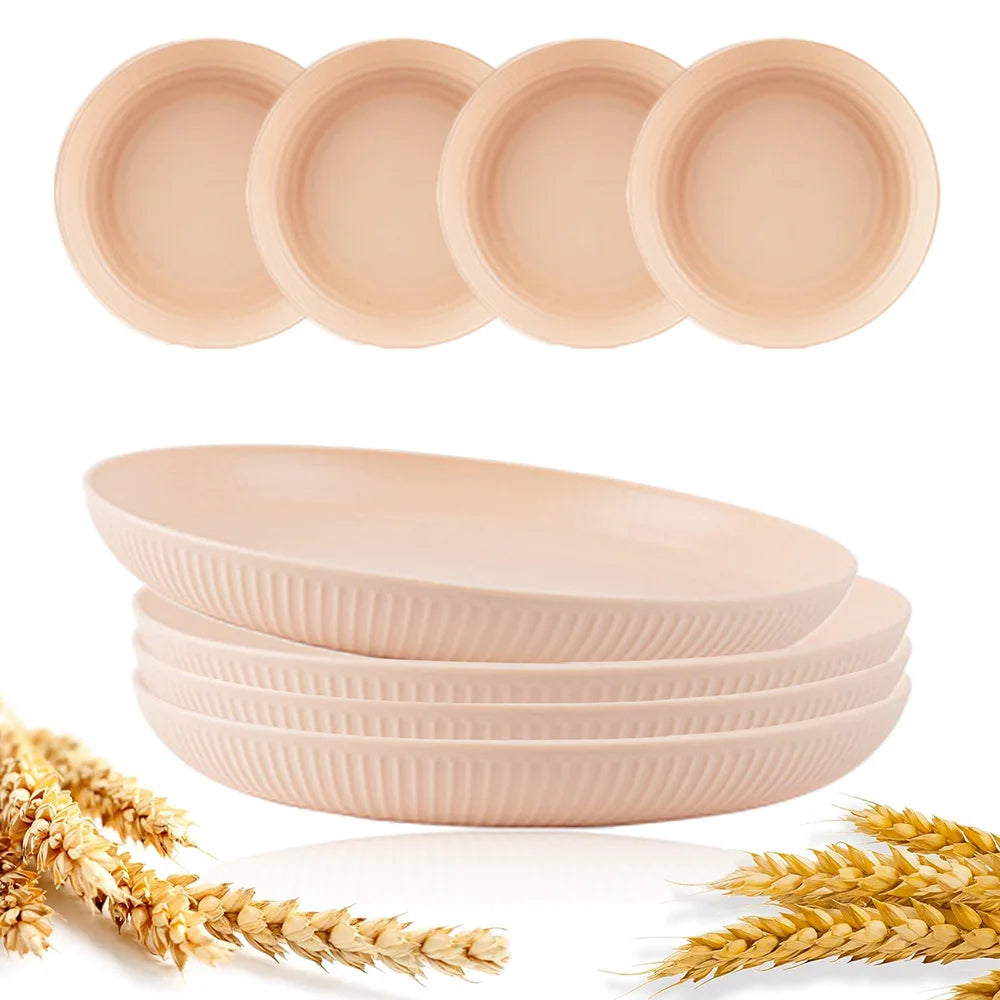 8-Piece Wheat Straw Dinner Plate Set