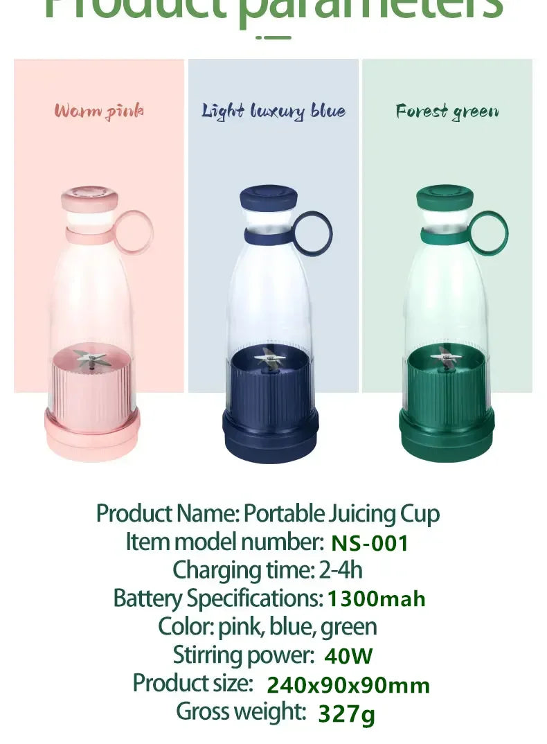 Electric Juicer Cup 6 Blades Blender Milkshake Machine USB Portable Fruit Milk Mixing Tool Mini Fresh Juice Blender