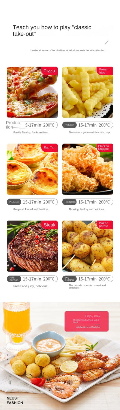 Air fryer, household high-capacity electric fryer, multifunctional electric oven, toaster