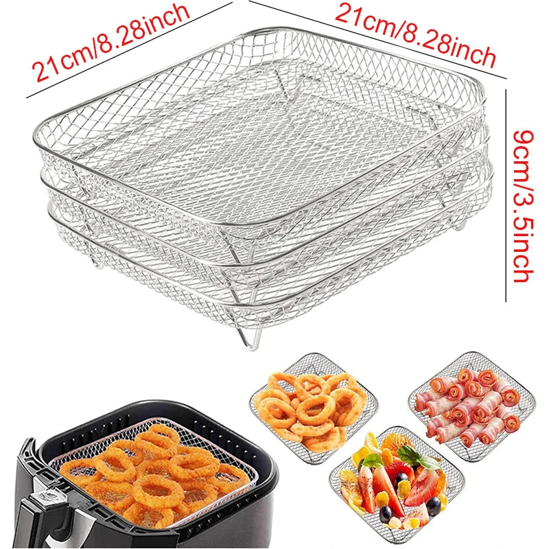Air Fryer Baking Rack Metal Square/Round/Rectangle Oven Grill Racks Airfryer Accessories for Cosori,Instant Vortex,Gourmia,Foodi