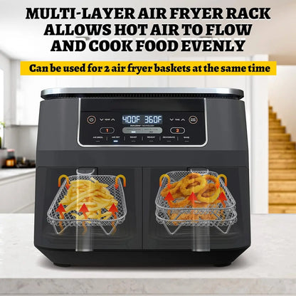 Air Fryer Rack for Ninja Dual 3pcs Layered Stainless Steel Grilling Rack Rectangle Hot Airfryer Basket Tray Accessories