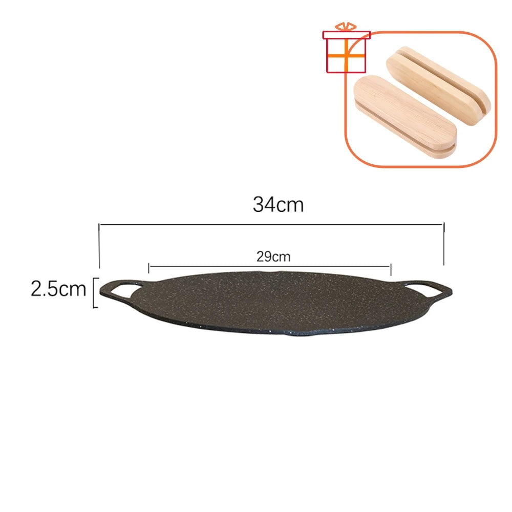 Oil Frying Baking Pan Non-stick Cooking Pans Round Griddle Grill Pan With Handle Outdoor Travel Camping Frying Pan BBQ Accessory