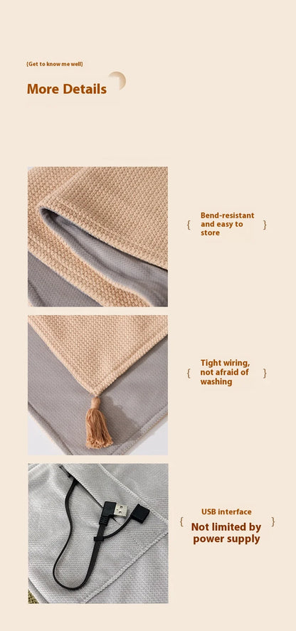 USB Electric Blanket Electric Heated Blanket Heating Usb Powered Heating Shawl Wraps for Women Wearable Heated Throw Blanket