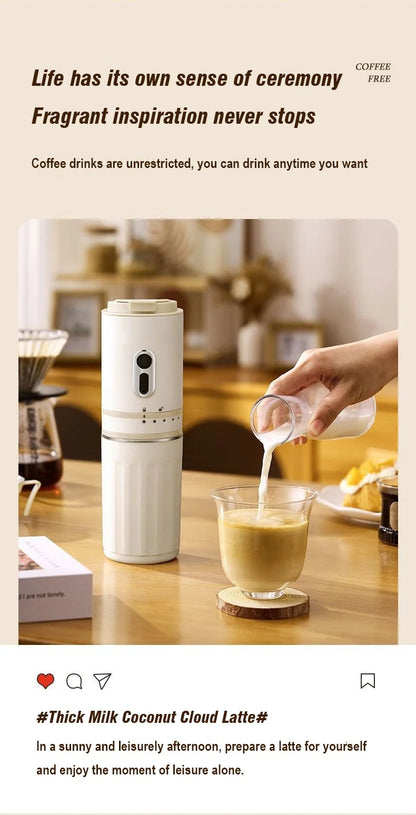 Portable Electric Capsule Grinding Coffee Maker Espresso Coffee Maker Travel and Car  Hand Punch Outdoor Portable Coffee