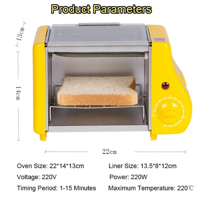 110V/220V Mini Electric Oven Roast Grill Toaster Cake Bread Maker Steak Fried Eggs Omelette Frying Pan Timer Breakfast Machine