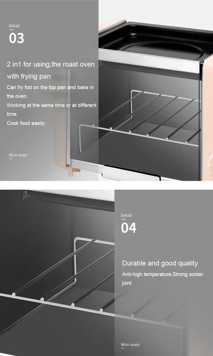 110V/220V Mini Electric Oven Roast Grill Toaster Cake Bread Maker Steak Fried Eggs Omelette Frying Pan Timer Breakfast Machine