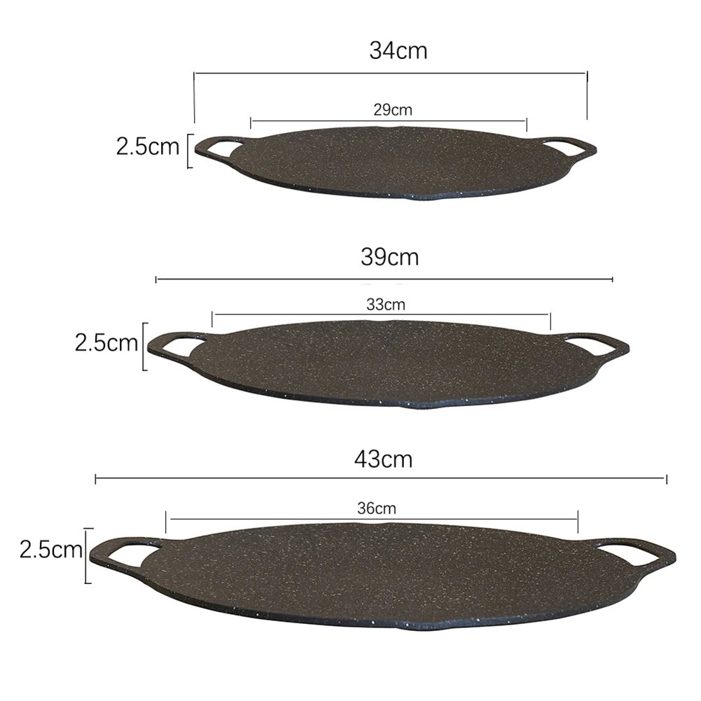 Oil Frying Baking Pan Non-stick Cooking Pans Round Griddle Grill Pan With Handle Outdoor Travel Camping Frying Pan BBQ Accessory