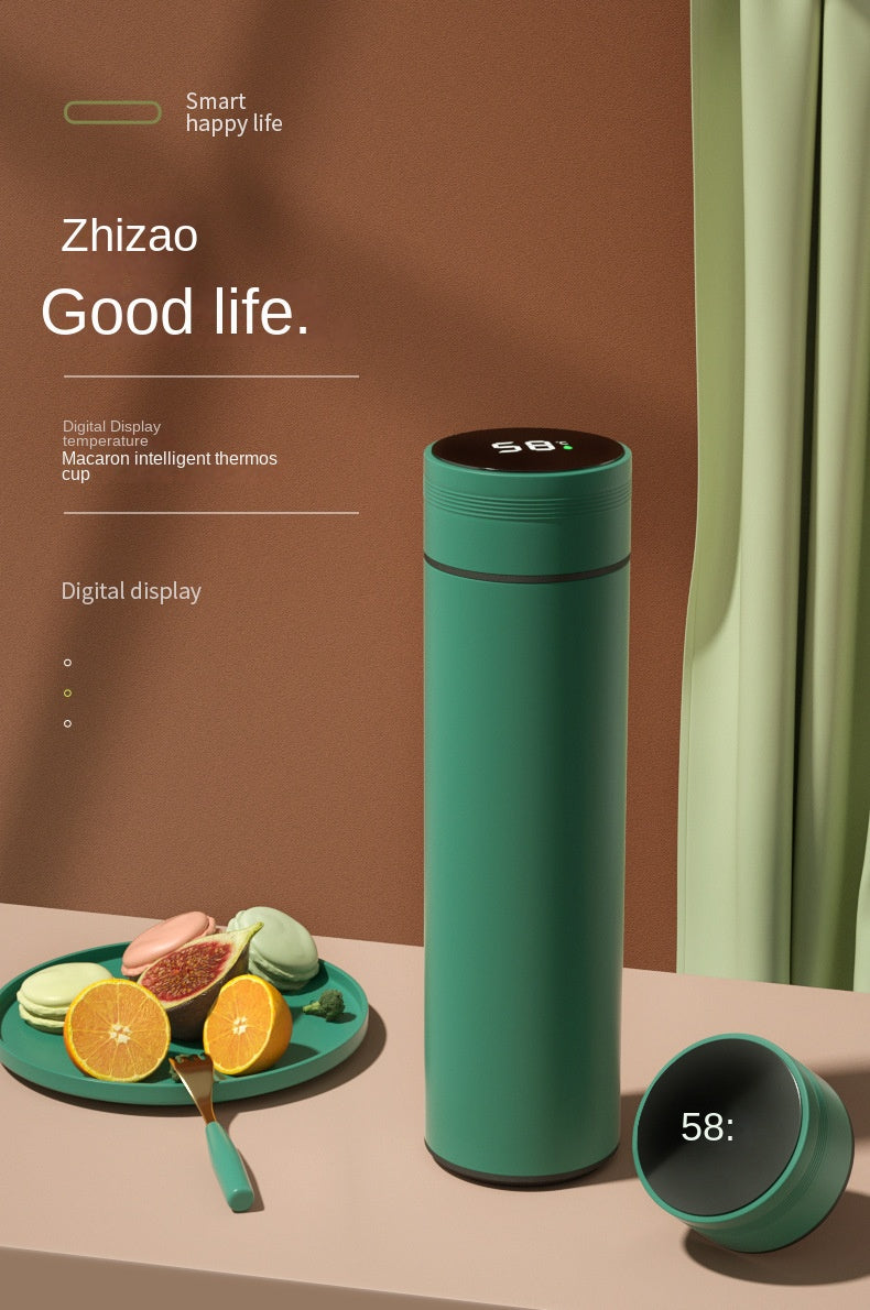 480ml Smart Thermos Cup 304 Stainless Steel Smart Temperature Display Waterproof Double-wall Vacuum Thermos Cup