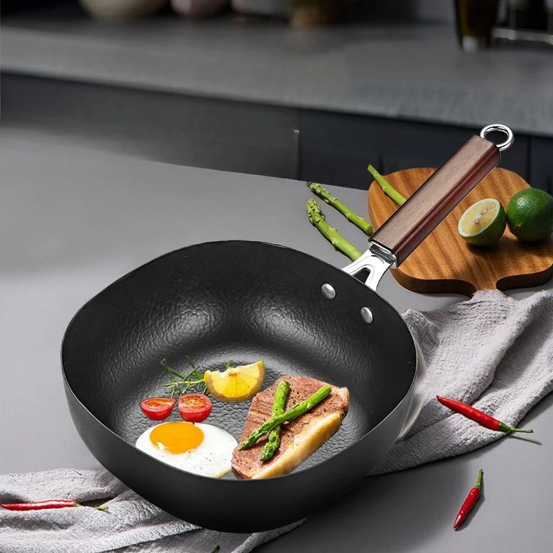 Small square pot induction cooker pot set household cooking flat bottom non-stick pan frying pan egg pan uncoated iron pot