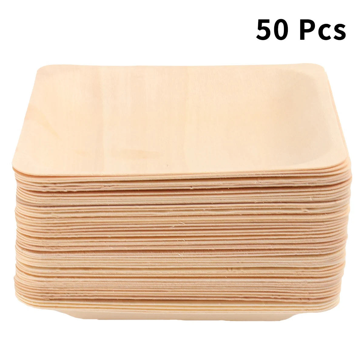 Eco-Friendly Square Wooden Plates – Pack of 50