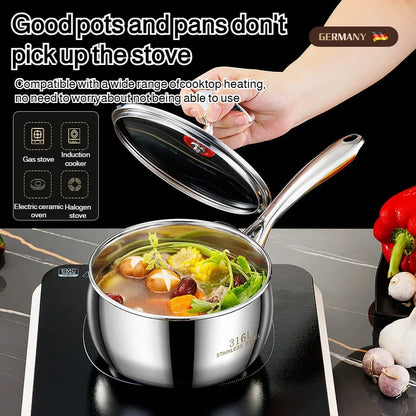 Stainless Steel Small Soup Pot Instant Noodle Cooking Pot for Induction Cooker Baby Foods Pot with Handle Kitchen Baking Tools