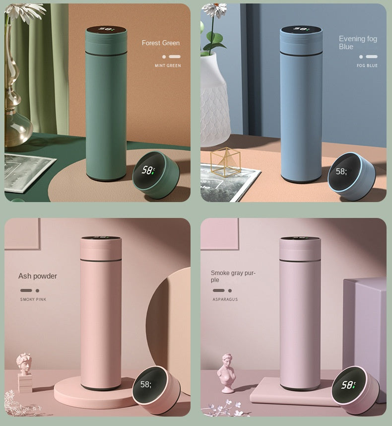 480ml Smart Thermos Cup 304 Stainless Steel Smart Temperature Display Waterproof Double-wall Vacuum Thermos Cup