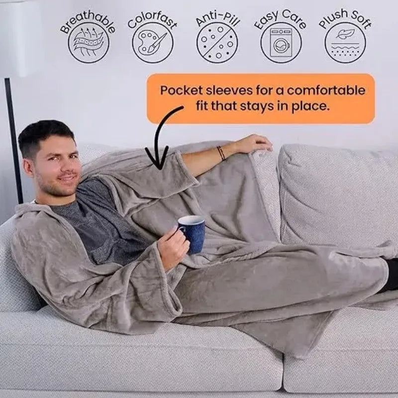Wearable Blanket for Men and Women Throw Blanket and Poncho in One Fleece Blanket Air Conditioning Blanket Spring Throw Blanket