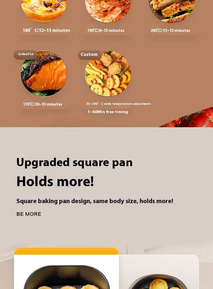 6L Air fryer Electric Air Fryers  Oil-free Automatic  Large capacity multifunctional air electric fryerully automatic all-in-one