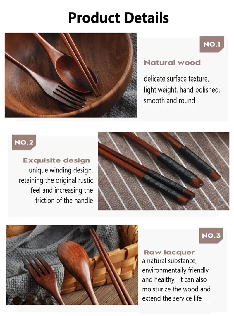 Portable Wooden Cutlery Set