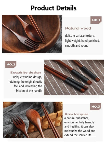 Portable Wooden Cutlery Set